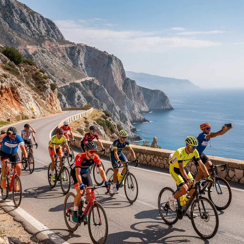 Σκηνή γιόγκα σε μια όμορφη φυσική τοποθεσία με βουνά στο φόντο.