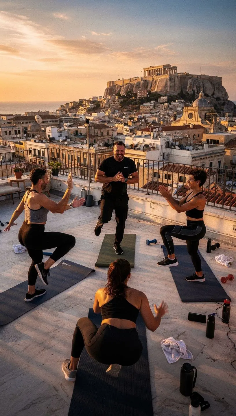 Άνθρωποι που απολαμβάνουν υγιεινά γεύματα μετά από προπόνηση.