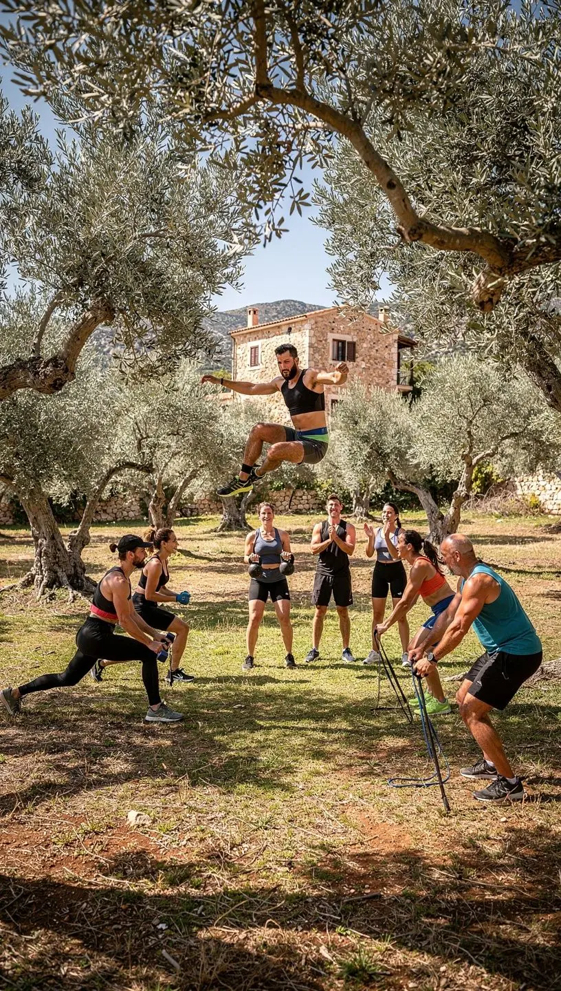 Άνθρωποι που ασκούνται σε ένα ηλιόλουστο πάρκο κάνοντας γιόγκα.